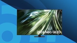 Best TVs for sports hero image 2024 with Samsung Qn90D on blue background